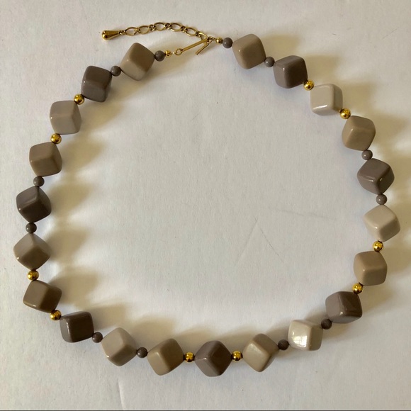 Jewelry Vtg Necklace Lucite Plastic Gray Taupe Cube Beads Poshmark